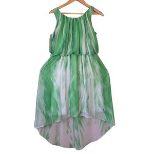 COMFY+BREEZY GREEN & WHITE SHEER DRESS!!